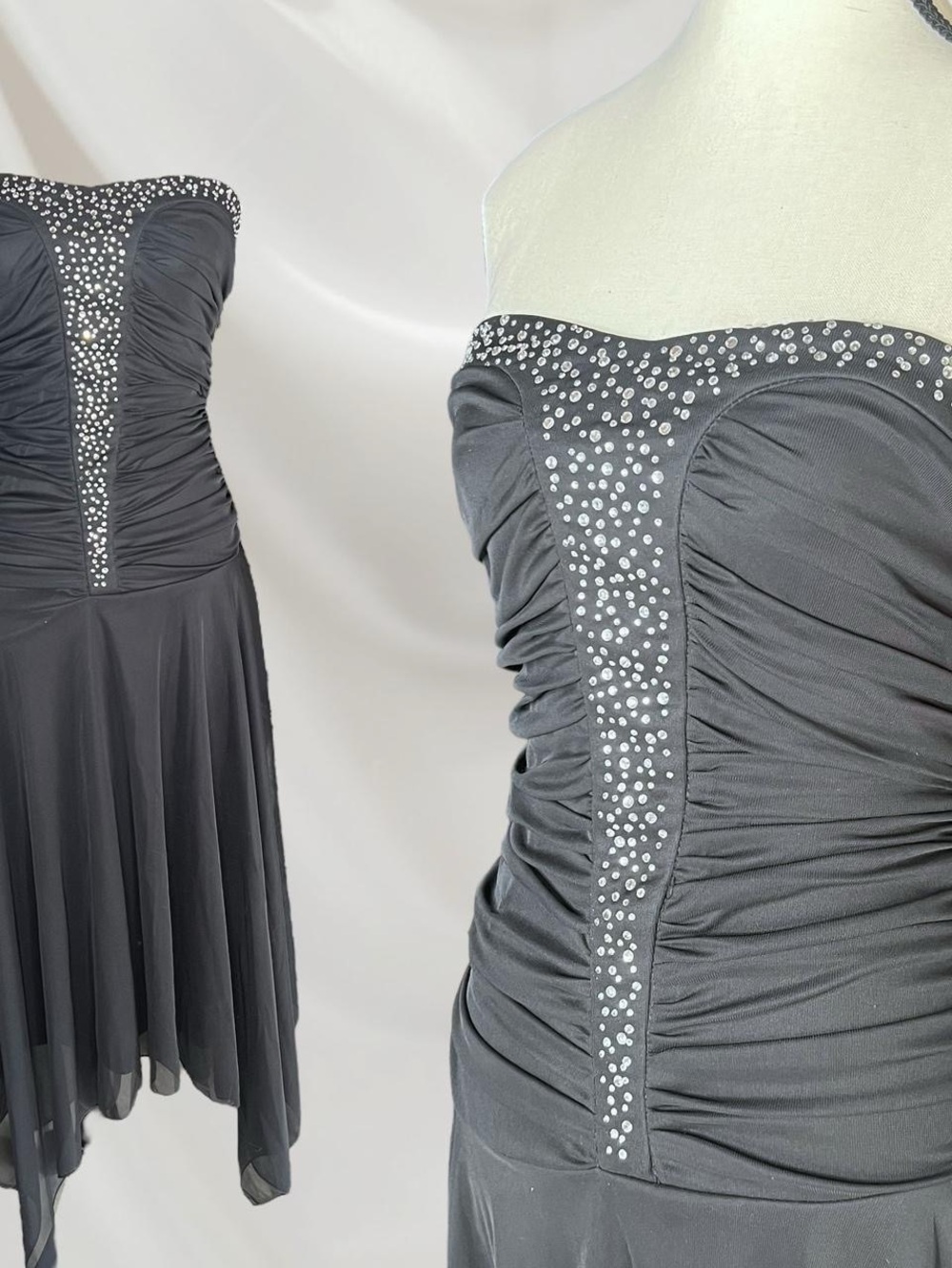 Trixxi Strapless Black Dress with Crystal Embellishment